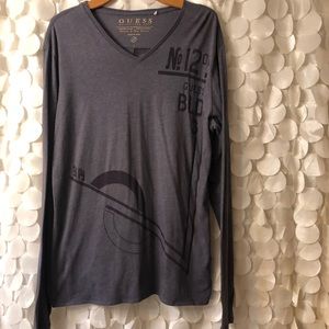 Long sleeve V-neck graphic shirt